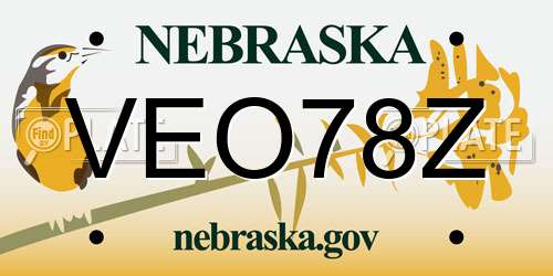 VEO78Z Nebraska License Plate