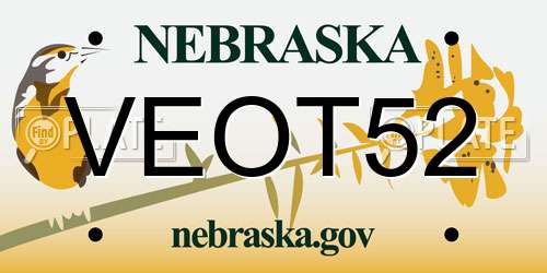 VEOT52 Nebraska License Plate