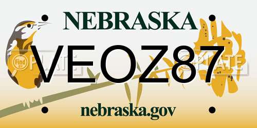VEOZ87 Nebraska License Plate