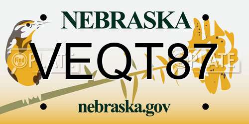VEQT87 Nebraska License Plate