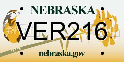 VER216 Nebraska License Plate