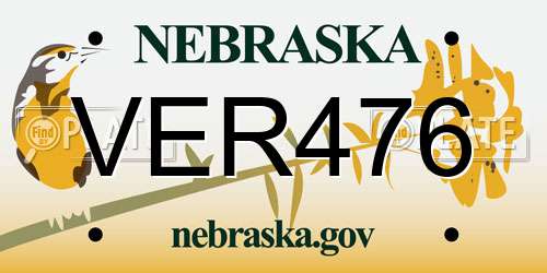 VER476 Nebraska License Plate