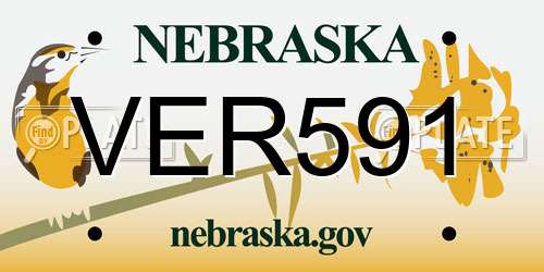 VER591 Nebraska License Plate