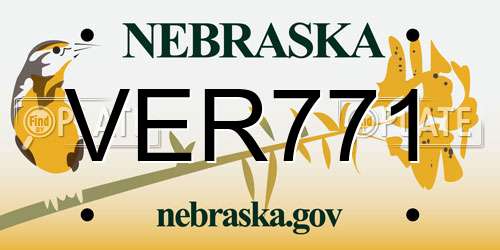 VER771 Nebraska License Plate