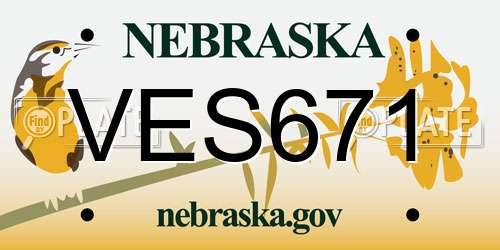 VES671 Nebraska License Plate