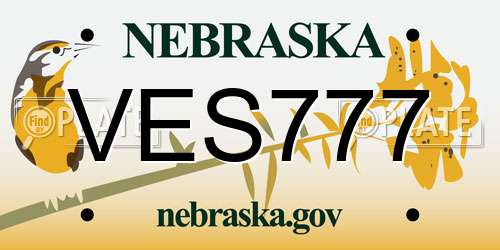 VES777 Nebraska License Plate
