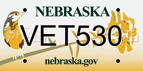 VET530 Nebraska License Plate
