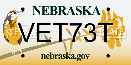 VET73T Nebraska License Plate