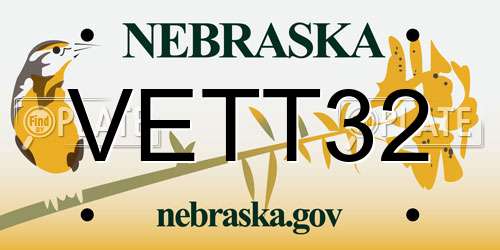 VETT32 Nebraska License Plate
