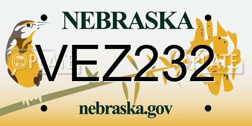VEZ232 Nebraska License Plate