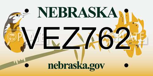 VEZ762 Nebraska License Plate