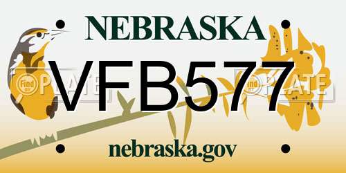 VFB577 Nebraska License Plate