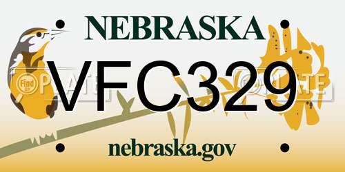 VFC329 Nebraska License Plate