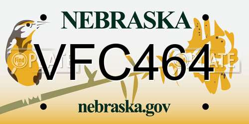 VFC464 Nebraska License Plate