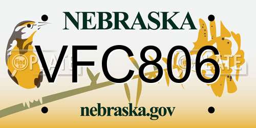 VFC806 Nebraska License Plate