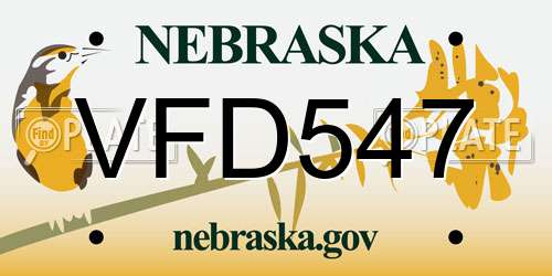 VFD547 Nebraska License Plate