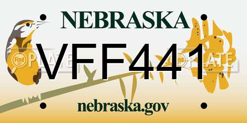 VFF441 Nebraska License Plate