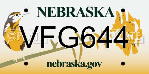 VFG644 Nebraska License Plate
