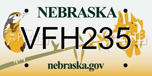 VFH235 Nebraska License Plate