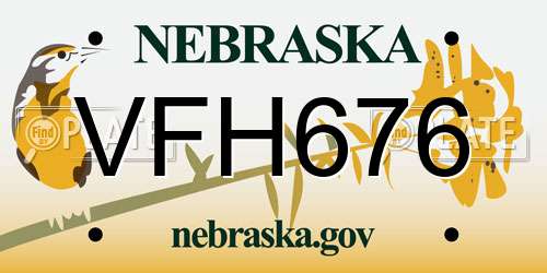VFH676 Nebraska License Plate