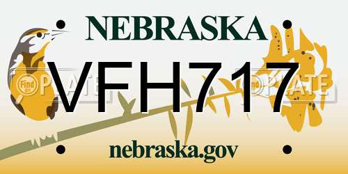 VFH717 Nebraska License Plate