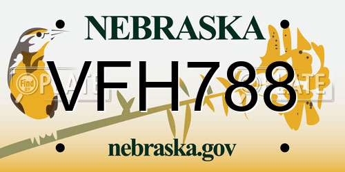 VFH788 Nebraska License Plate
