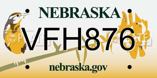 VFH876 Nebraska License Plate