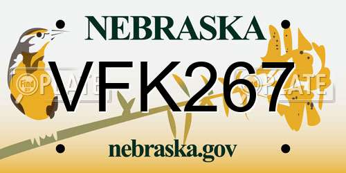 VFK267 Nebraska License Plate