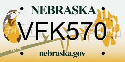 VFK570 Nebraska License Plate