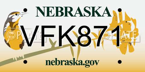 VFK871 Nebraska License Plate