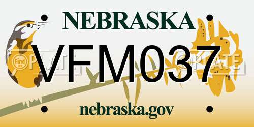 VFM037 Nebraska License Plate