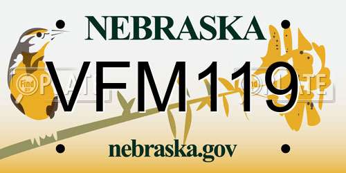 VFM119 Nebraska License Plate