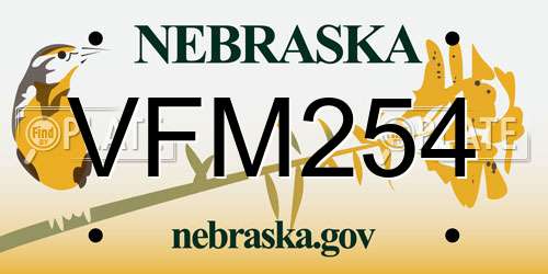VFM254 Nebraska License Plate