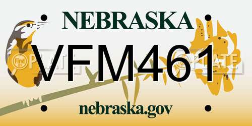 VFM461 Nebraska License Plate