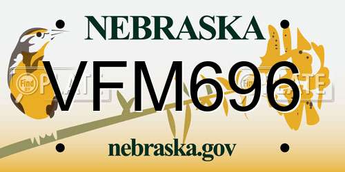 VFM696 Nebraska License Plate