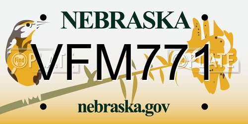 VFM771 Nebraska License Plate