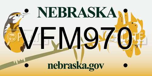VFM970 Nebraska License Plate