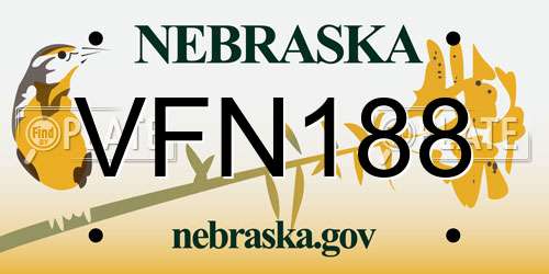 VFN188 Nebraska License Plate
