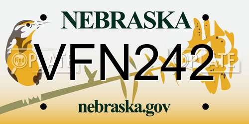 VFN242 Nebraska License Plate