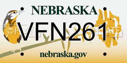 VFN261 Nebraska License Plate