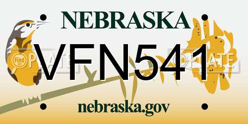 VFN541 Nebraska License Plate