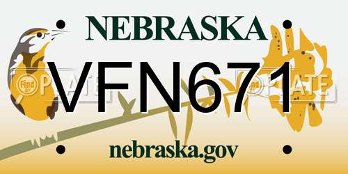 VFN671 Nebraska License Plate