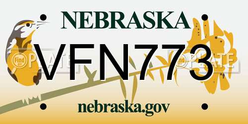 VFN773 Nebraska License Plate