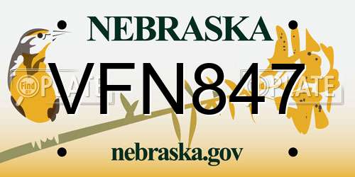 VFN847 Nebraska License Plate