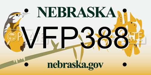VFP388 Nebraska License Plate