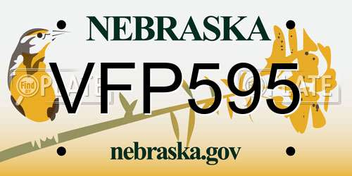 VFP595 Nebraska License Plate