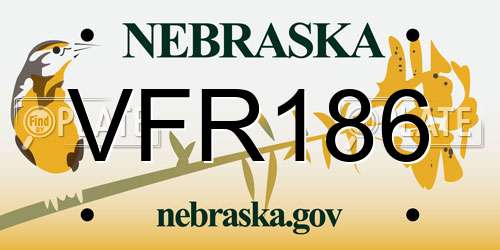 VFR186 Nebraska License Plate