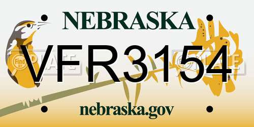 VFR3154 Nebraska License Plate