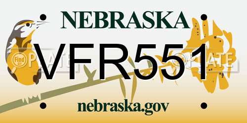 VFR551 Nebraska License Plate