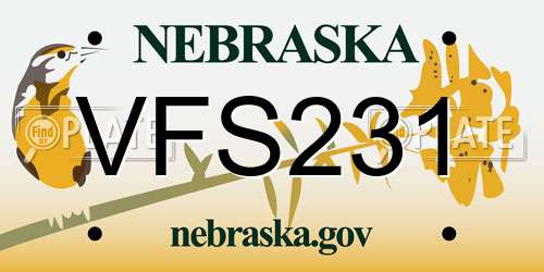 VFS231 Nebraska License Plate